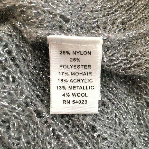 BANANA REPUBLIC Open Front Cardigan Sweater Sz M Silver Gray Cable Knit Mohair - Picture 7 of 12